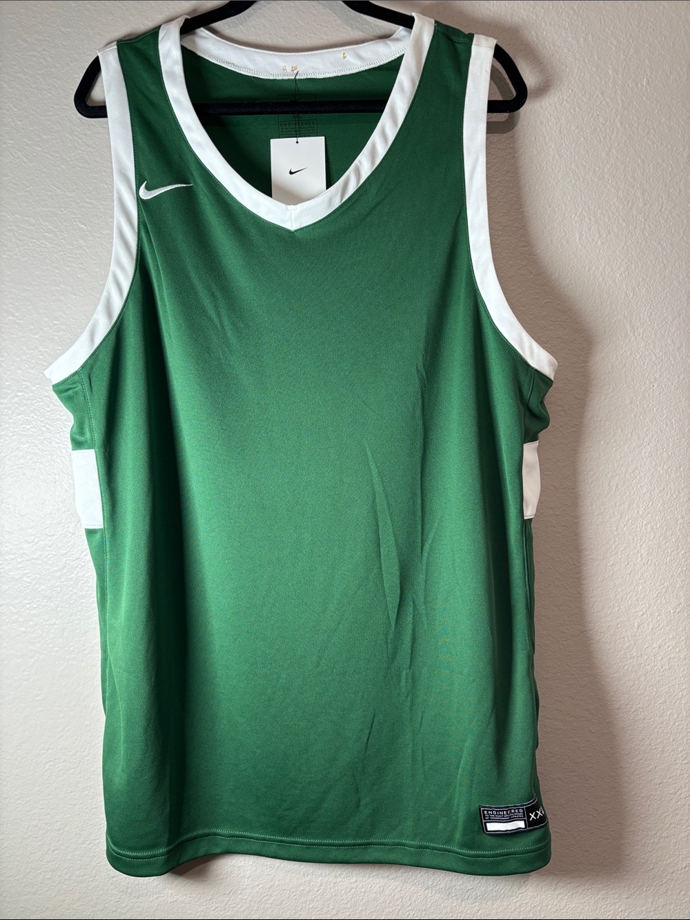 Nike Green and White Basketball Tank Top